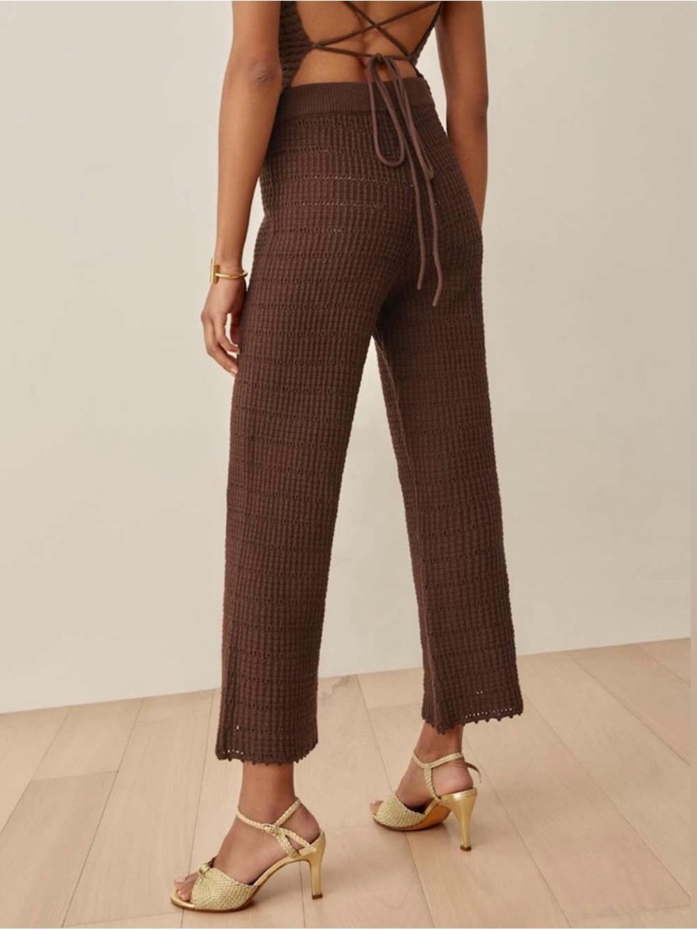 Reformation Marco Open Knit Drawstring Wide-Leg Pant NWOT - Picture 4 of 9